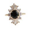 DECORA | Round Black Center Stone & White Diamond Halo Ring