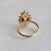 DECORA | Round Black Center Stone & White Diamond Halo Ring