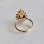 DECORA | Round Black Center Stone & White Diamond Halo Ring