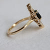 DECORA | Oval Black Center Stone & White Diamond Halo Ring
