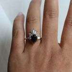 DECORA | Pear Black Center Stone & White Diamond Ring