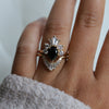 DECORA | Pear Black Center Stone & White Diamond Ring