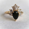 DECORA | Pear Black Center Stone & White Diamond Ring