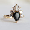 DECORA | Pear Black Center Stone & White Diamond Ring