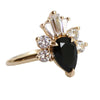 DECORA | Pear Black Center Stone & White Diamond Ring