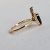 DECORA | Pear Black Center Stone & White Diamond Ring