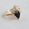 DECORA | Pear Black Center Stone & White Diamond Ring