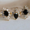 DECORA | Pear Black Center Stone & White Diamond Ring