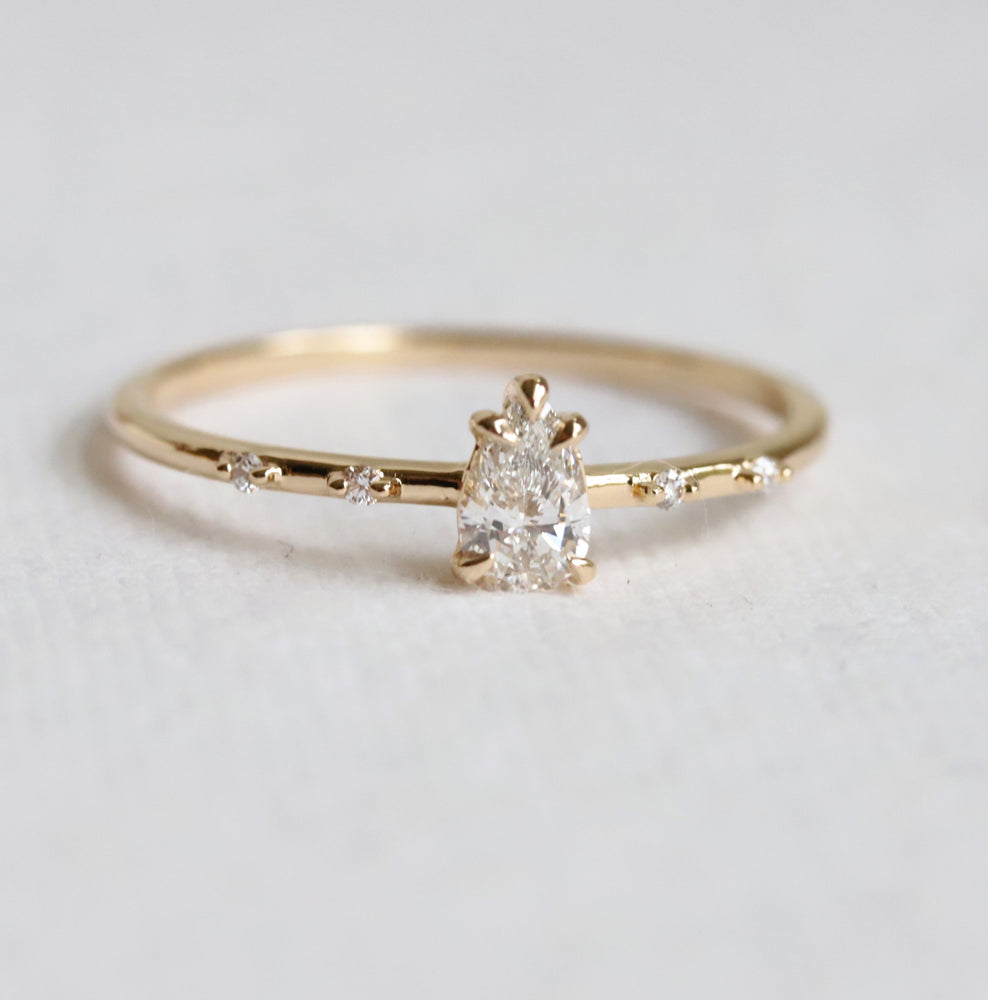 Aurora | 0.3 ct. Pear Cut Diamond Accented Ring