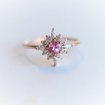 Skylar | Pink Sapphire & Diamond Snowflake Halo Ring