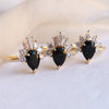 CORA | Pear Black Center Stone & White Diamond Ring