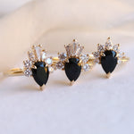 CORA | Pear Black Center Stone & White Diamond Ring