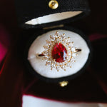 Josephine | Pear Ruby Double Halo Ring