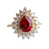 Josephine | Pear Ruby Double Halo Ring