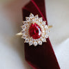 Josephine | Pear Ruby Double Halo Ring