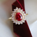 Josephine | Pear Ruby Double Halo Ring