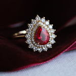 Josephine | Pear Ruby Double Halo Ring