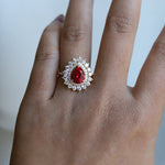 Josephine | Pear Ruby Double Halo Ring