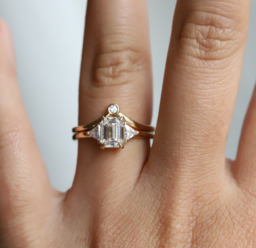 Alexis | 1 ct. Emerald Cut Lab-Grown Diamond & Triangle Side Stone Ring