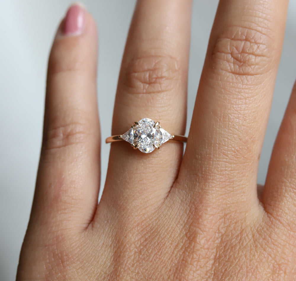 Alexis | 1 ct. Oval Lab-Grown Diamond & Triangle Side Stone Ring