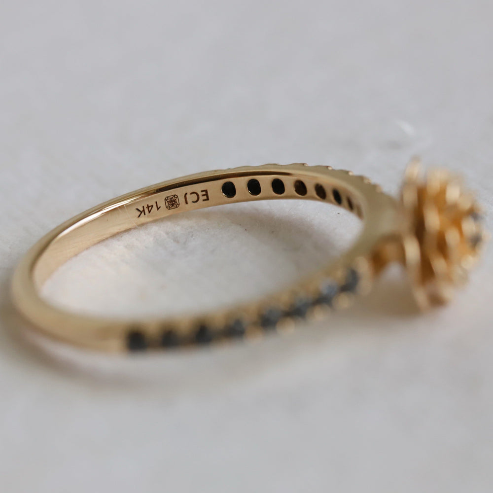 Rose | Black Diamond Pave' Rose Ring