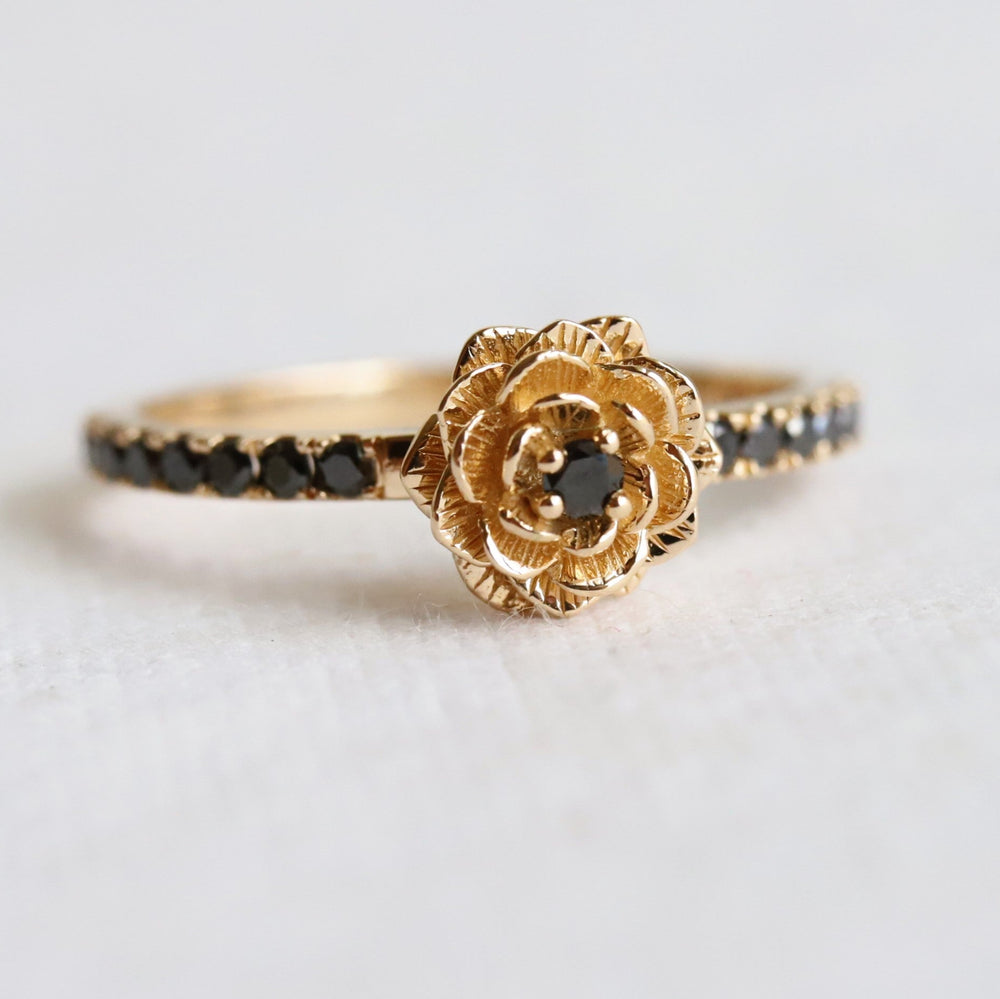 Rose | Black Diamond Pave' Rose Ring