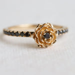 Rose | Black Diamond Pave' Rose Ring