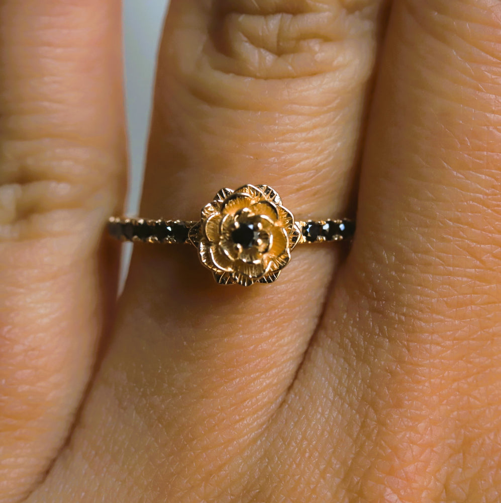 Rose | Black Diamond Pave' Rose Ring