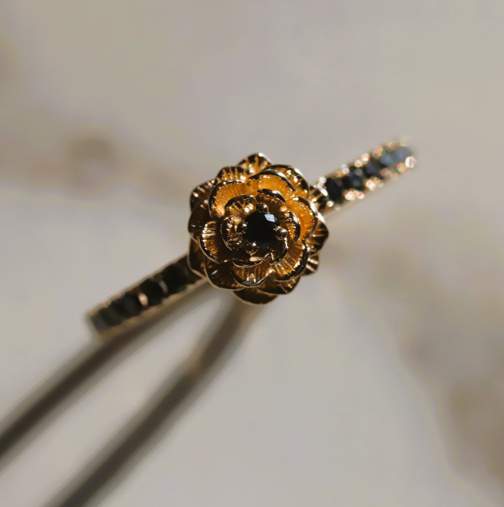 Rose | Black Diamond Pave' Rose Ring