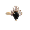 CORA | Pear Black Center Stone & White Diamond Ring