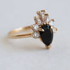 CORA | Pear Black Center Stone & White Diamond Ring