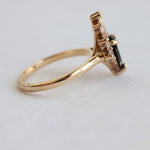 CORA | Pear Black Center Stone & White Diamond Ring