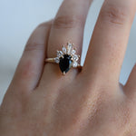 CORA | Pear Black Center Stone & White Diamond Ring