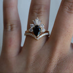 CORA | Pear Black Center Stone & White Diamond Ring