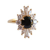 CORA | Round Black Center Stone & White Diamond Halo Ring