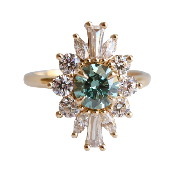 CORA | Round Blue Green Lab-Grown Diamond Halo Ring