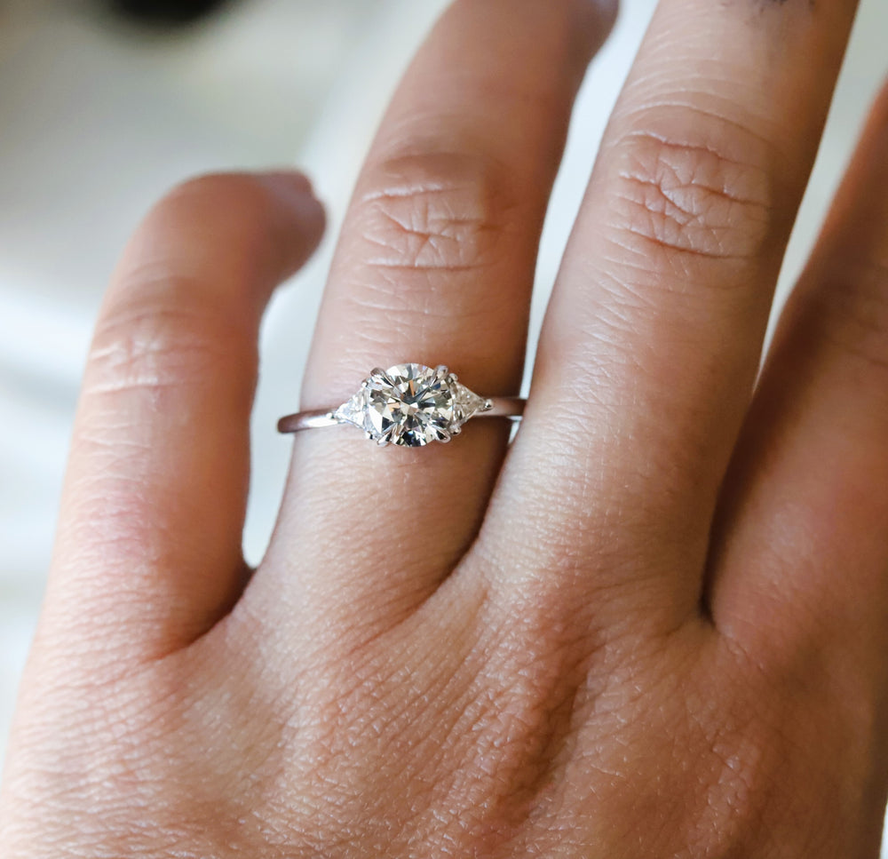Alexis | 1 ct. Round Lab-Grown Diamond & Triangle Side Stone Ring