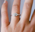Alexis | 1 ct. Round Lab-Grown Diamond & Triangle Side Stone Ring