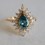 Lana | Pear Cut Lab-Grown Blue Diamond Halo Ring