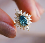 Lana | Pear Cut Lab-Grown Blue Diamond Halo Ring