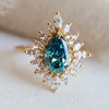 Lana | Pear Cut Lab-Grown Blue Diamond Halo Ring