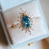 Lana | Pear Cut Lab-Grown Blue Diamond Halo Ring