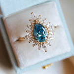 Lana | Pear Cut Lab-Grown Blue Diamond Halo Ring
