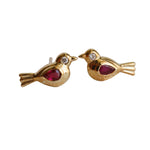 14K Pink Ruby Little Bird Stud Earrings