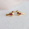 14K Pink Ruby Little Bird Stud Earrings