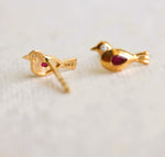 14K Pink Ruby Little Bird Stud Earrings