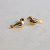 14K Blue Sapphire Little Bird Stud Earrings