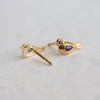 14K Blue Sapphire Little Bird Stud Earrings