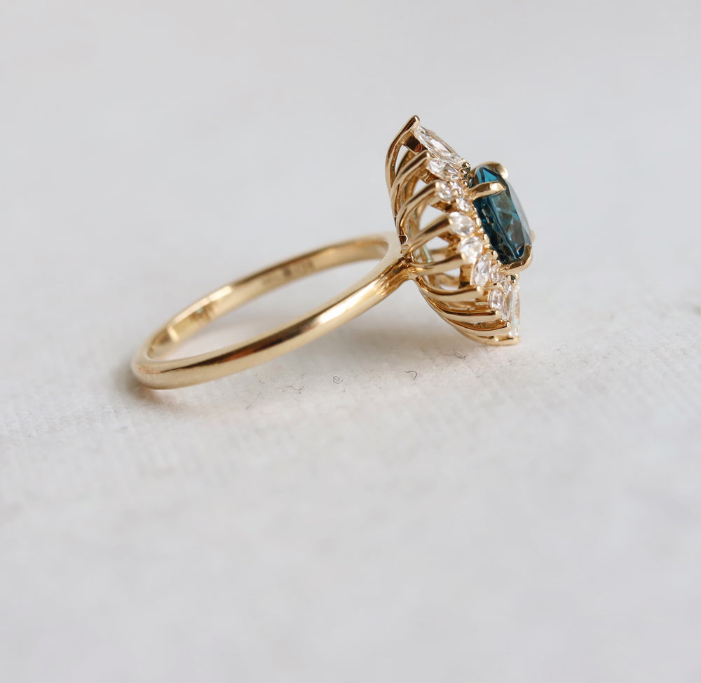 Lana | Round London Blue Topaz Halo Ring