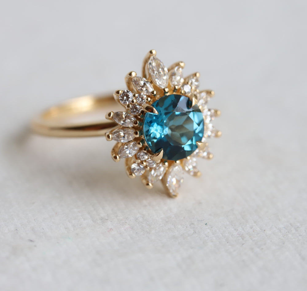 Lana | Round London Blue Topaz Halo Ring